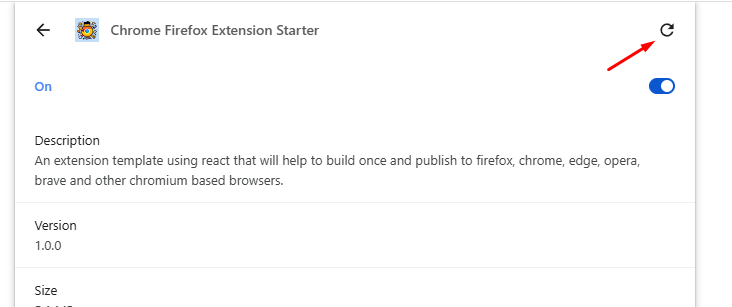 reload the extension by clicking this button